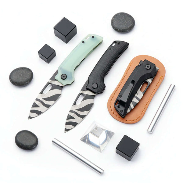 Handle Folding Utility Knife, Tiger Stripe Pocket Knife, Boxed Folding Pocket Knife