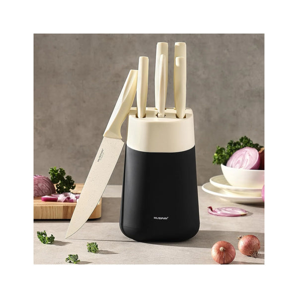 7-Piece Kitchen Knife Set ，Knife Block Sets and High-Carbon Stainless Steel Kitchen Knives for Cooking ，Dishwasher Safe,Ergonomic Handle