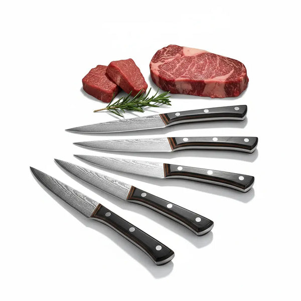 6-Piece Non-Stick Stainless Steel Steak Knife Set with Wooden Handles