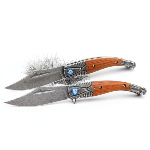 Damascus Steel Folding Knife – Outdoor Hunting & Survival Pocket Knife for Men | EDC Multi Tool