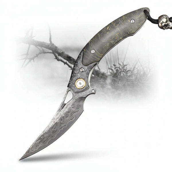 Damascus Steel Folding Knife – Handmade Multi-Function Pocket Knife for Men | EDC & Gift Knife