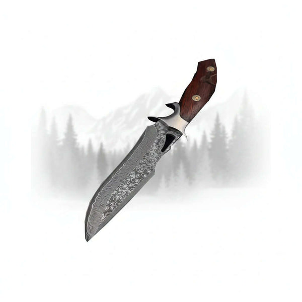 Damascus Steel Fixed Blade Knife – Outdoor Survival Straight Knife for Men | Gift Knife