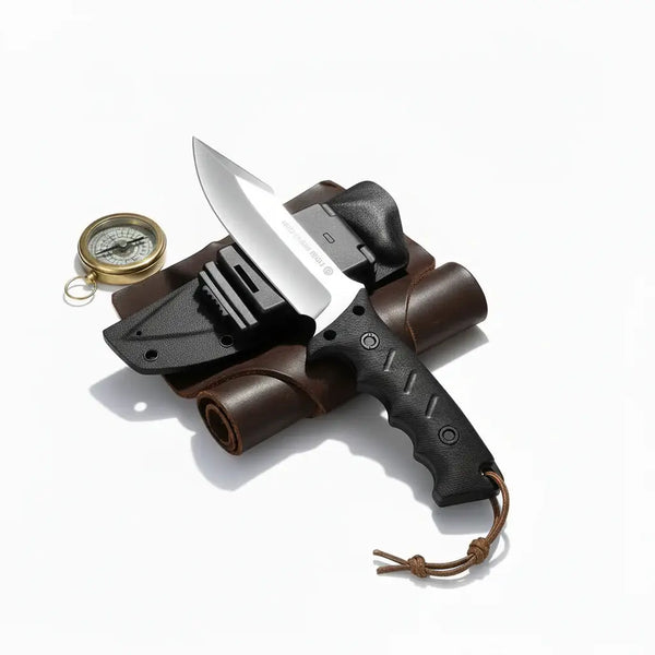 Outdoor Tactical Fixed Blade Hunting Knife with Rubber Handle
