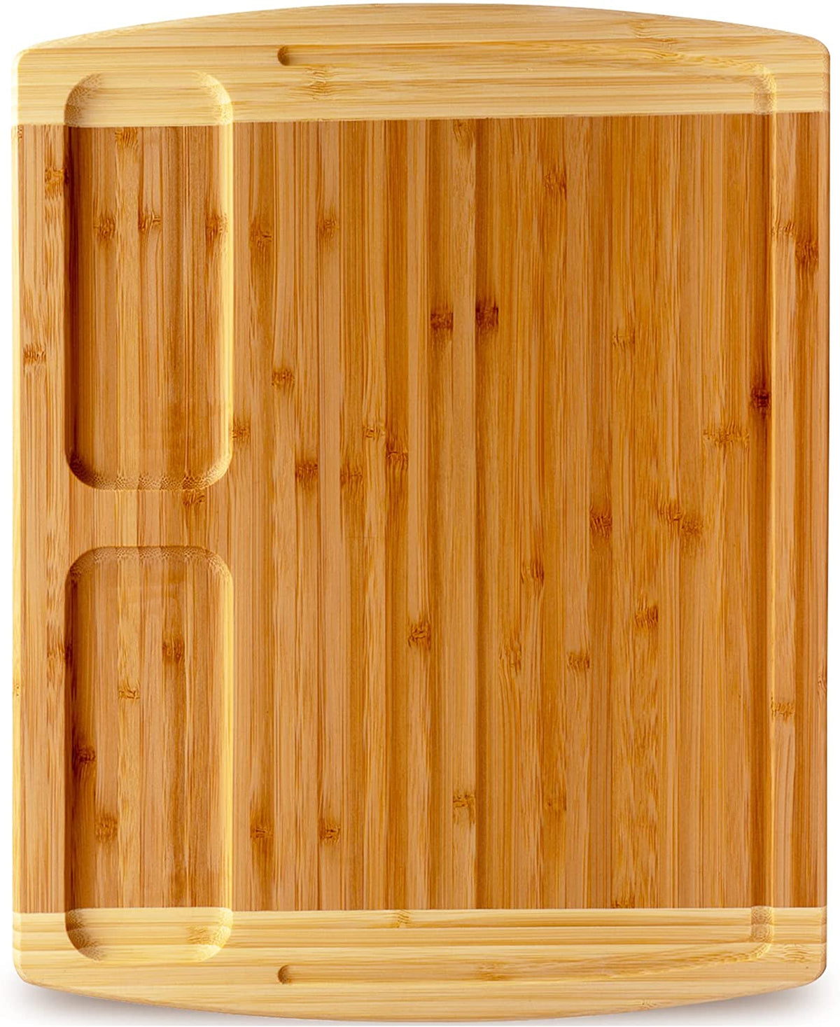 Organic Bamboo Cutting Board for Kitchen with Built-In Compartments and Juice Groove - Wooden Chopping Board for Meat, Cheese Charcuterie Board with Handles, (Medium, 14.5X11.5")
